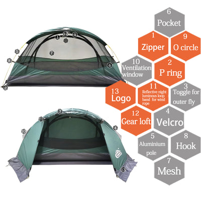 Camppal Professional One Person 4 Seasons Lightweight Backpacking Tent with Water/Rain/Wind/Storm/Snow Proof, Ideal for Solo Camping, Hiking, Trekking, Especially for Deep Cold Winter Camping