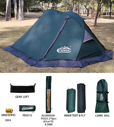 Camppal Professional One Person 4 Seasons Lightweight Backpacking Tent with Water/Rain/Wind/Storm/Snow Proof, Ideal for Solo Camping, Hiking, Trekking, Especially for Deep Cold Winter Camping