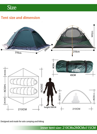Professional High Quality Four Seasons Mountain Tent For Two Persons (MT057) Tailored Made for the use under snowy weather in cold winter