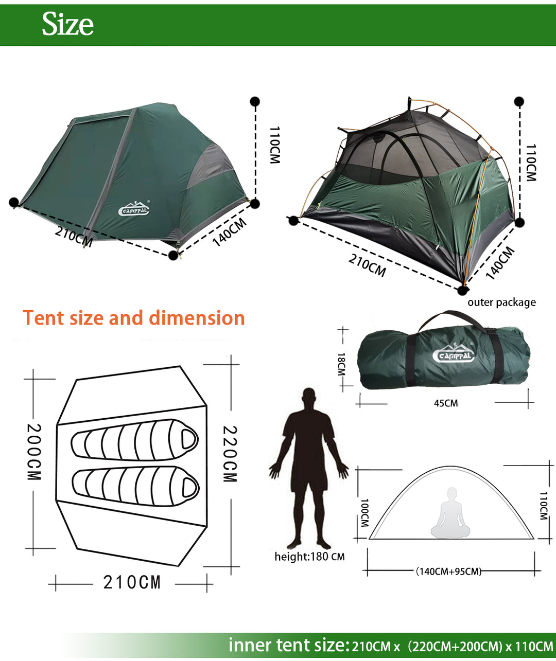 Professional Four Seasons Montain Tent for Two Persons - MT